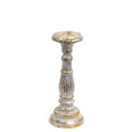 Small Candle Stand – White Gold Wooden Vintage