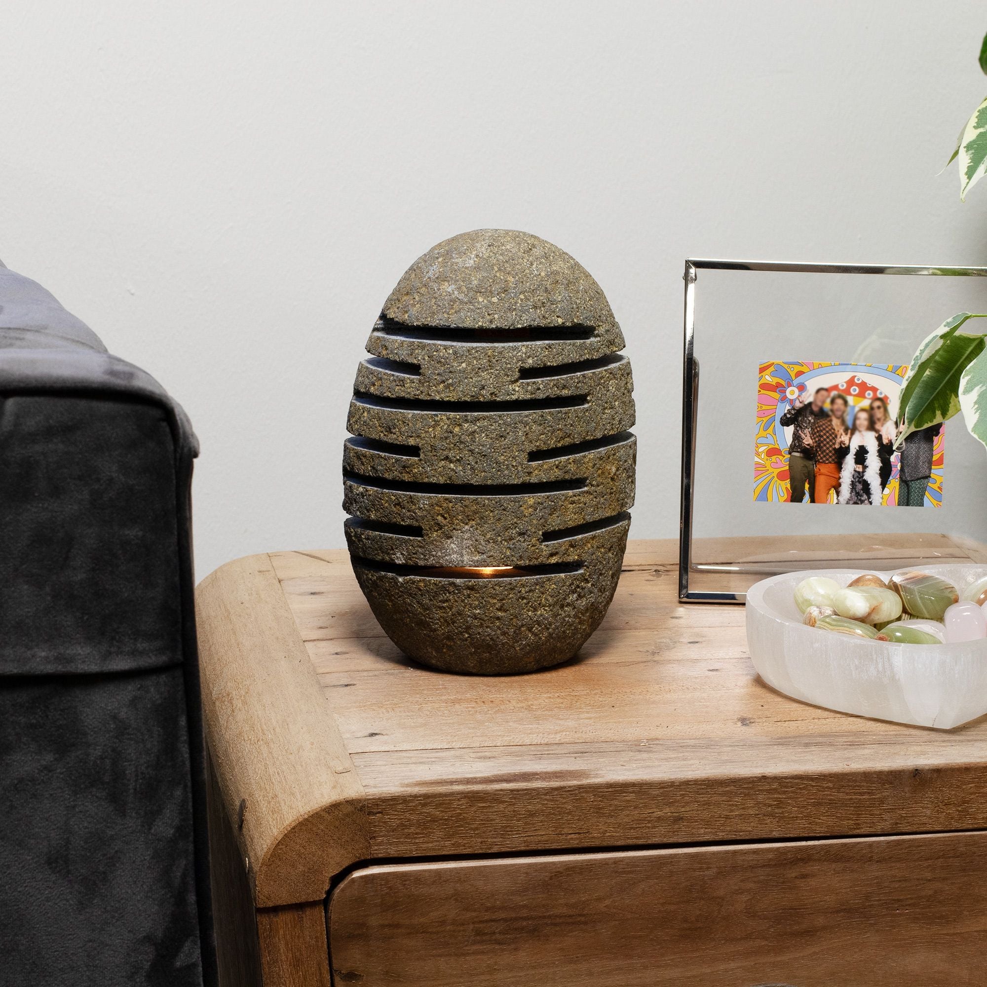 Natural Riverstone Candle Holder – Standing Stone Cut