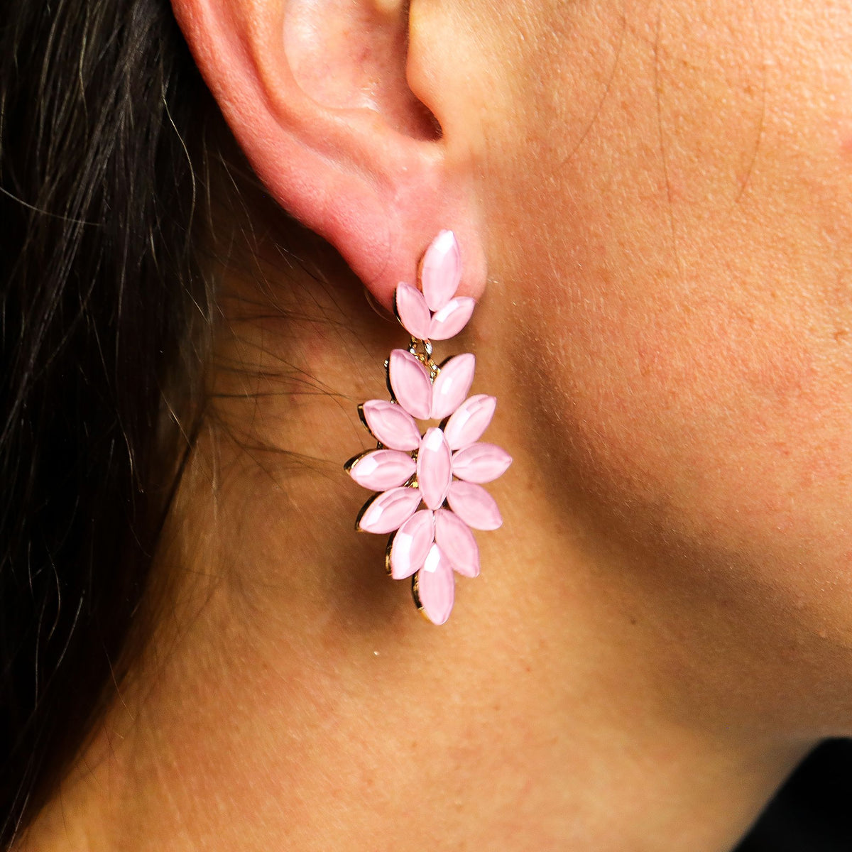 Soft Pink Vintage Glass Earrings - Long Drop