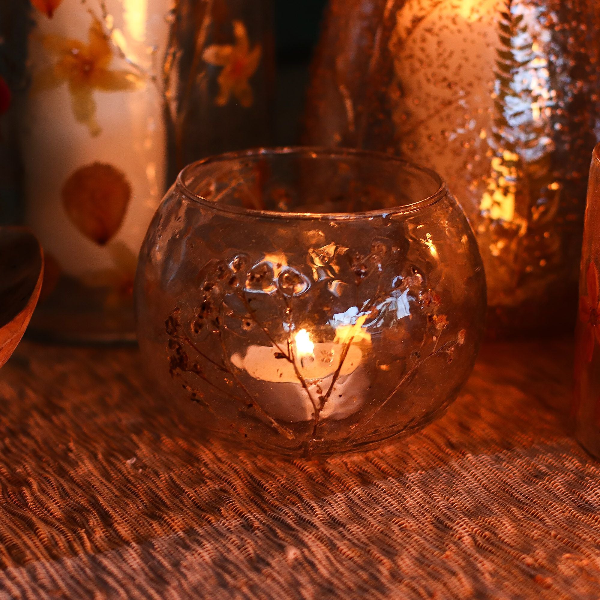 Natural Floral Glass – Bowl Candle Holder – Margarita