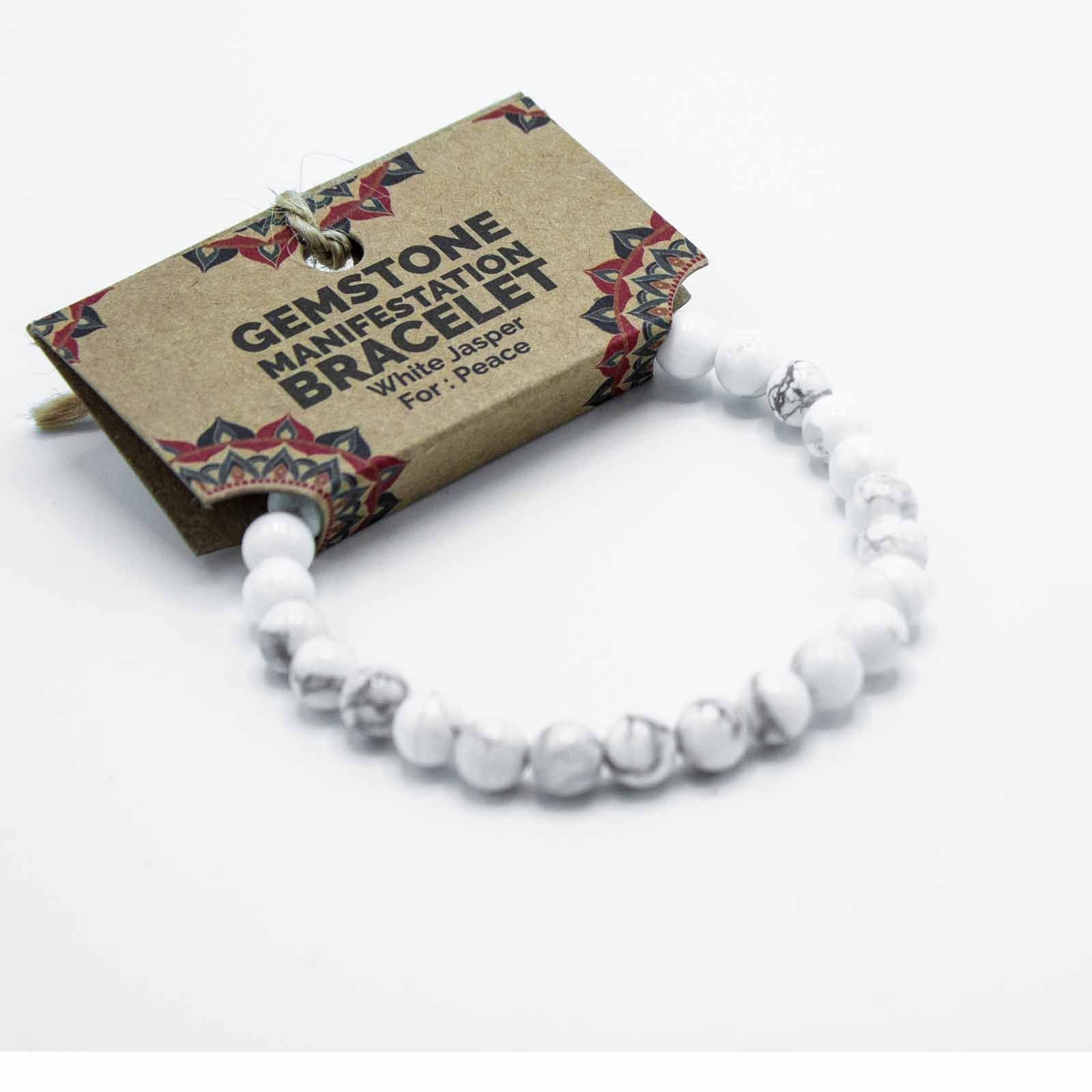 Gemstone Manifestation Bracelet - White Jasper (Peace)