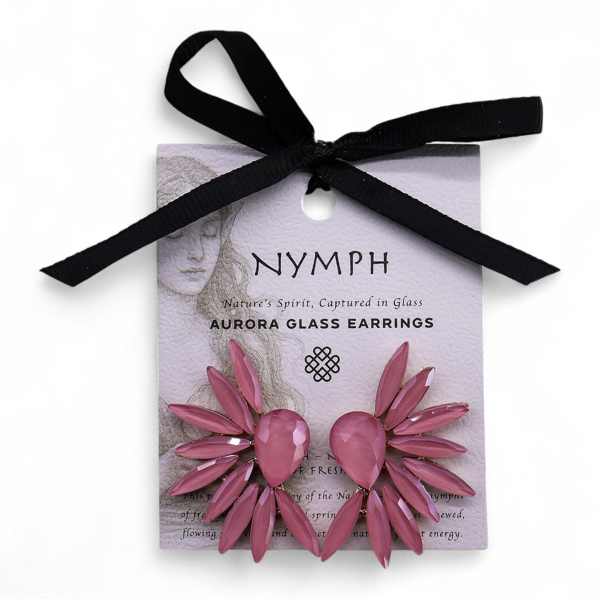 Soft Pink Vintage Glass Earrings - Angel Wings