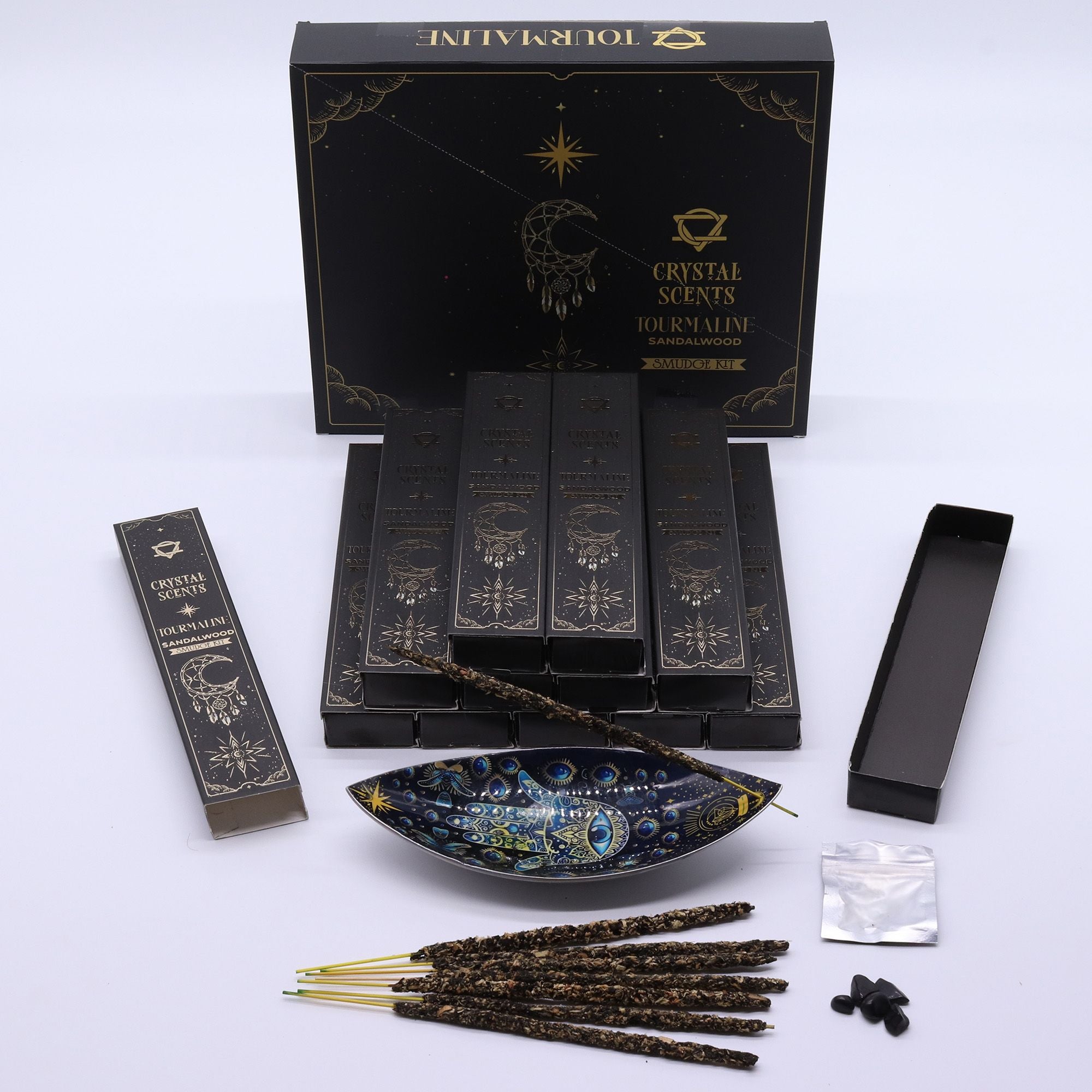 Crystal Scents Smudge Incense - Tourmaline - Sandalwood