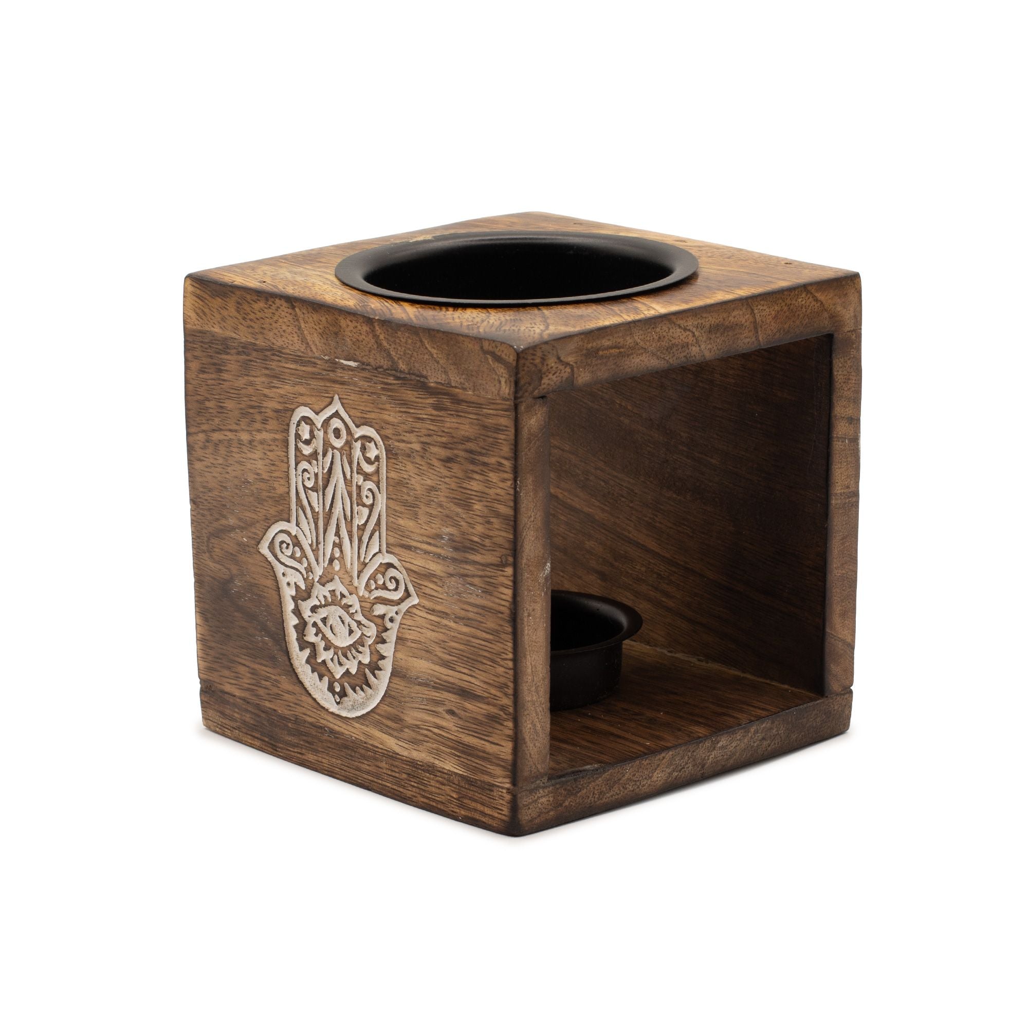 Mango Wood Oil Burner  - Hamsa