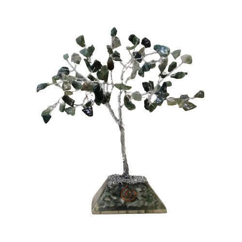Gemstone Tree (80 Stones) - Moss Agate on Orgonite Base