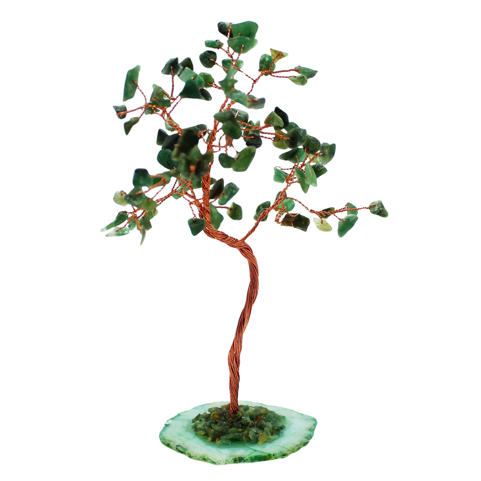 Large Gemstone Tree (100 Stones) - Green Aventurine on Green Agate Base