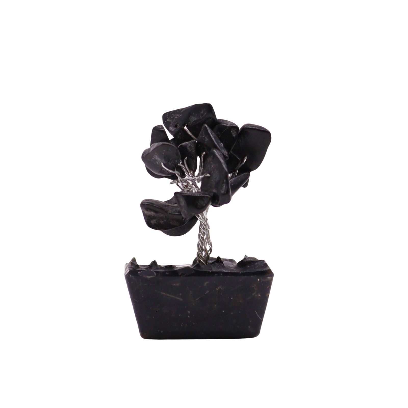 Mini Gemstone Tree on Orgonite Base (15 Stones) - Black Agate
