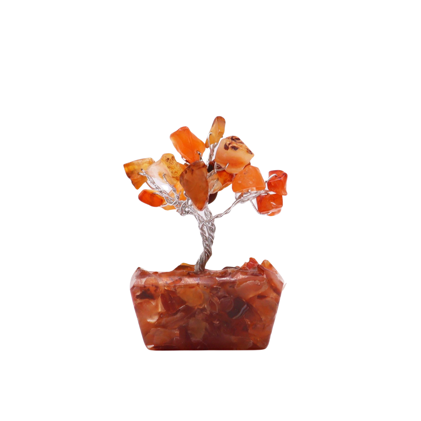 Mini Gemstone Tree on Orgonite Base (15 Stones) - Carnelian