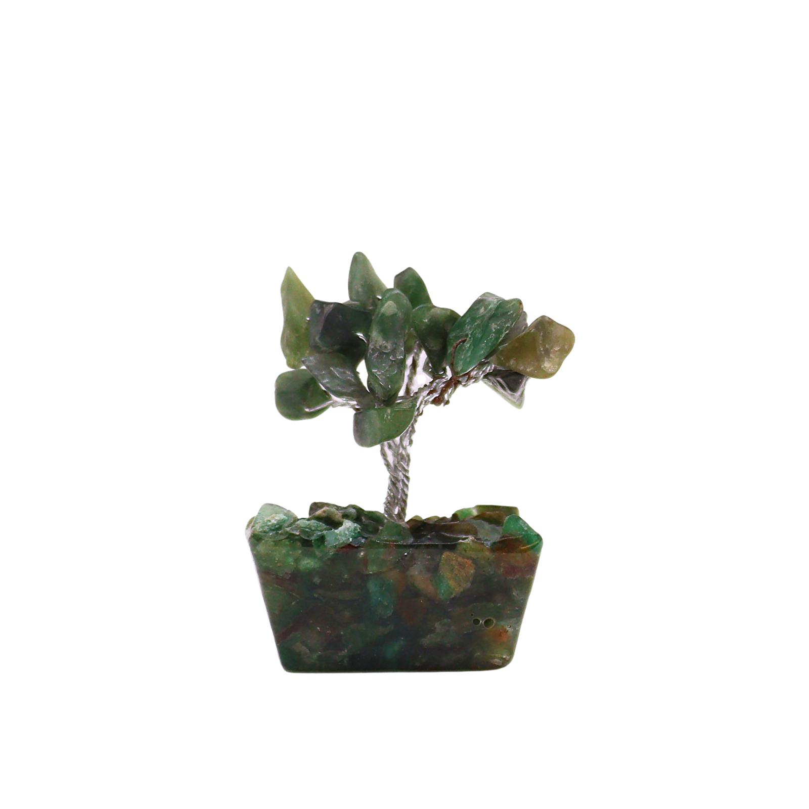 Mini Gemstone Tree on Orgonite Base (15 Stones) - Green Aventurine