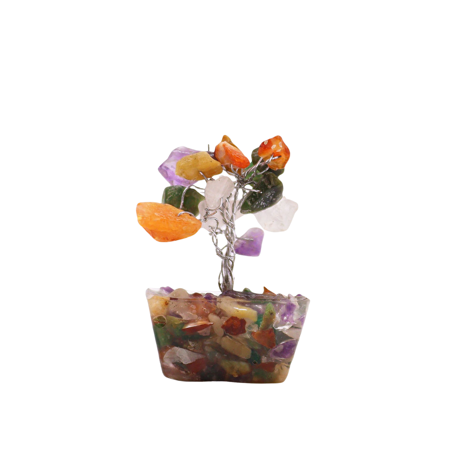 Mini Gemstone Tree on Orgonite Base (15 Stones) - Multi Stones