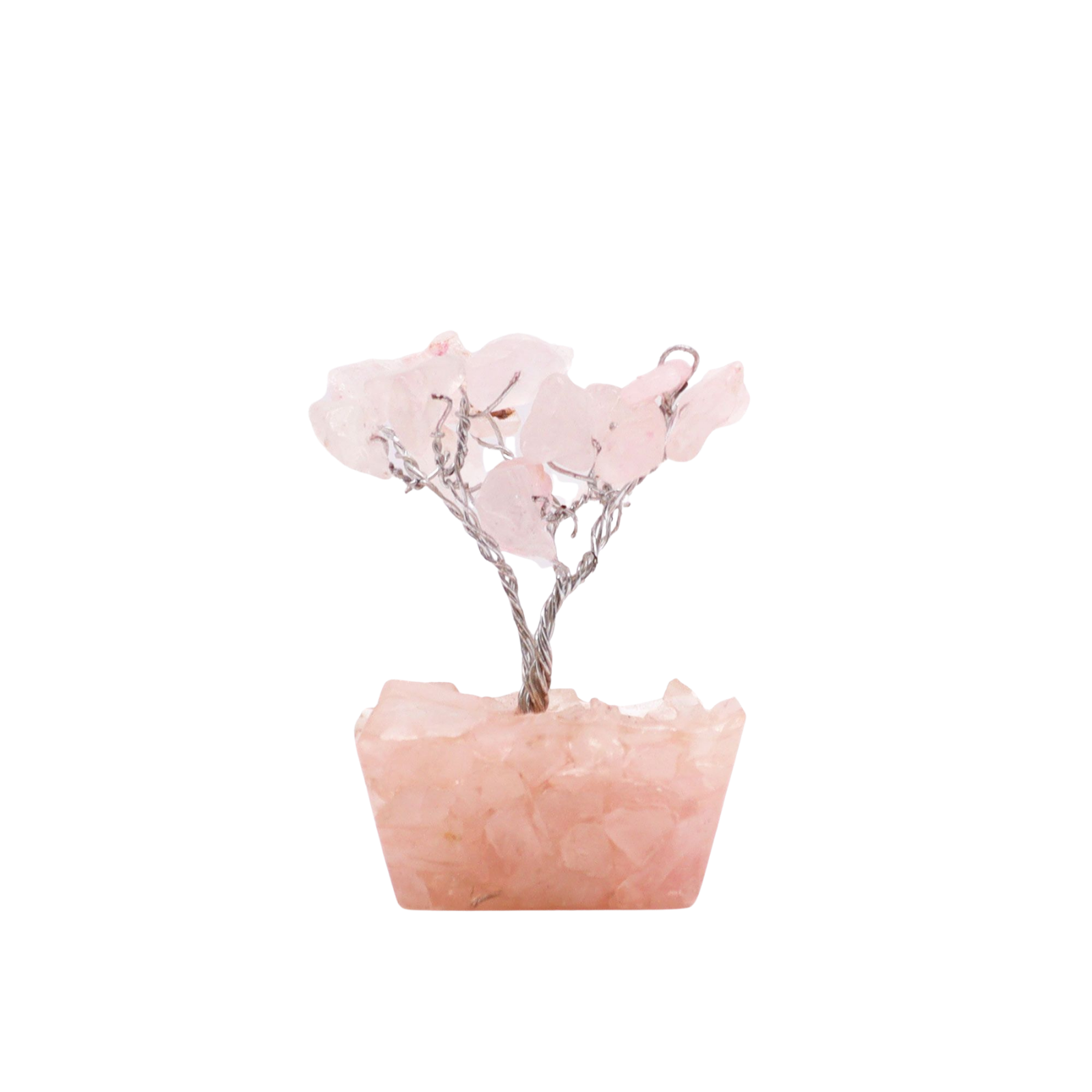 Mini Gemstone Tree on Orgonite Base (15 Stones) - Rose Quartz