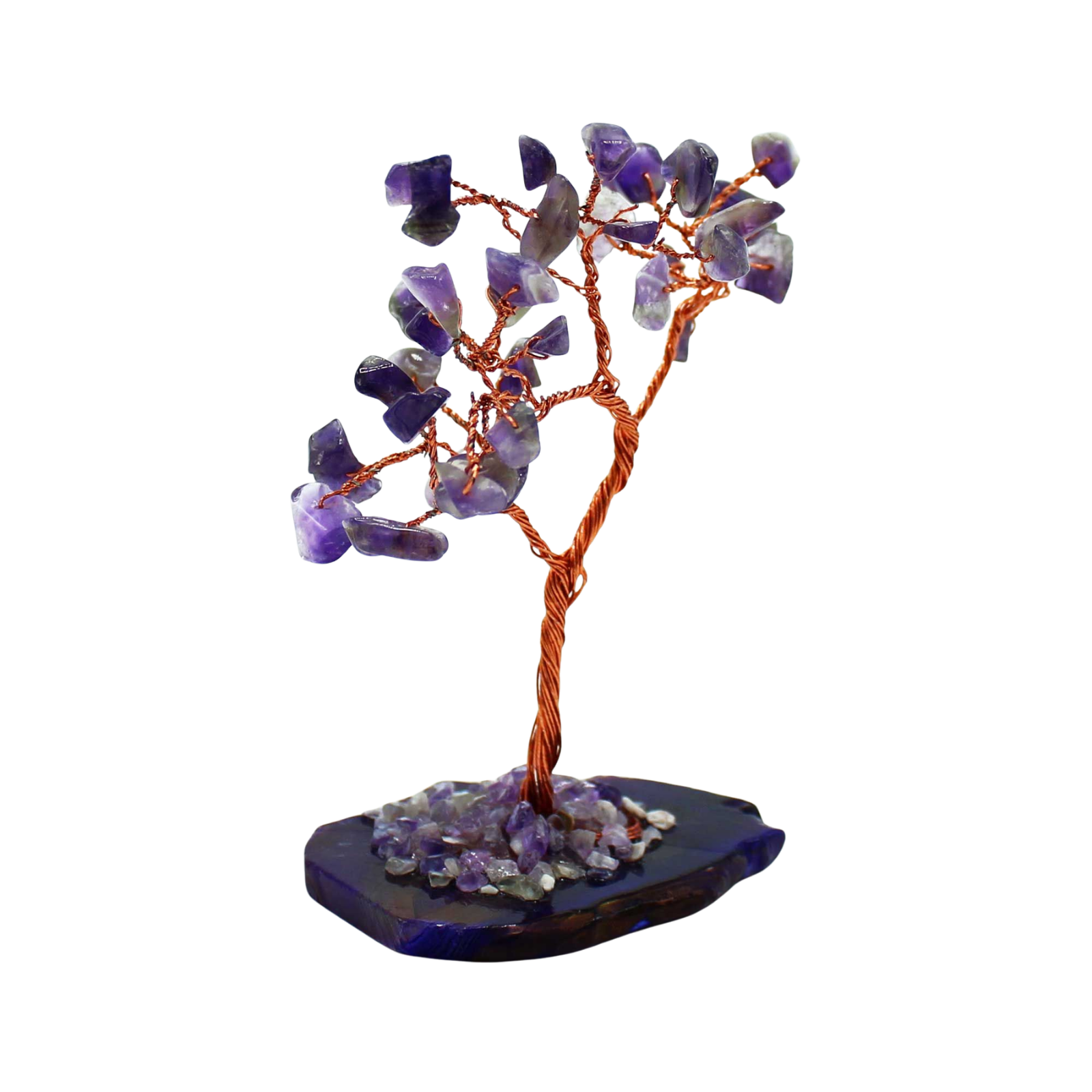 Gemstone Tree (35 Stones) - Amethyst on Natural Agate Base