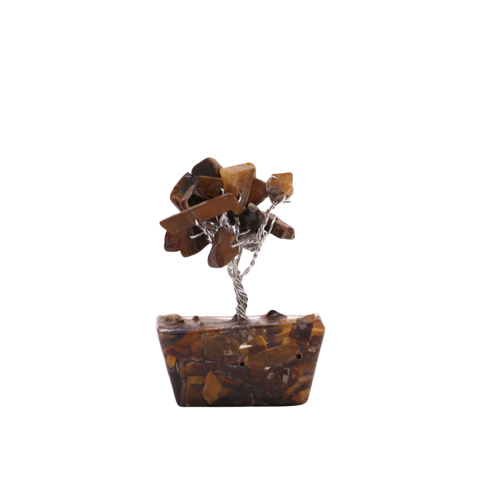 Mini Gemstone Tree on Orgonite Base (15 Stones) - Tiger Eye