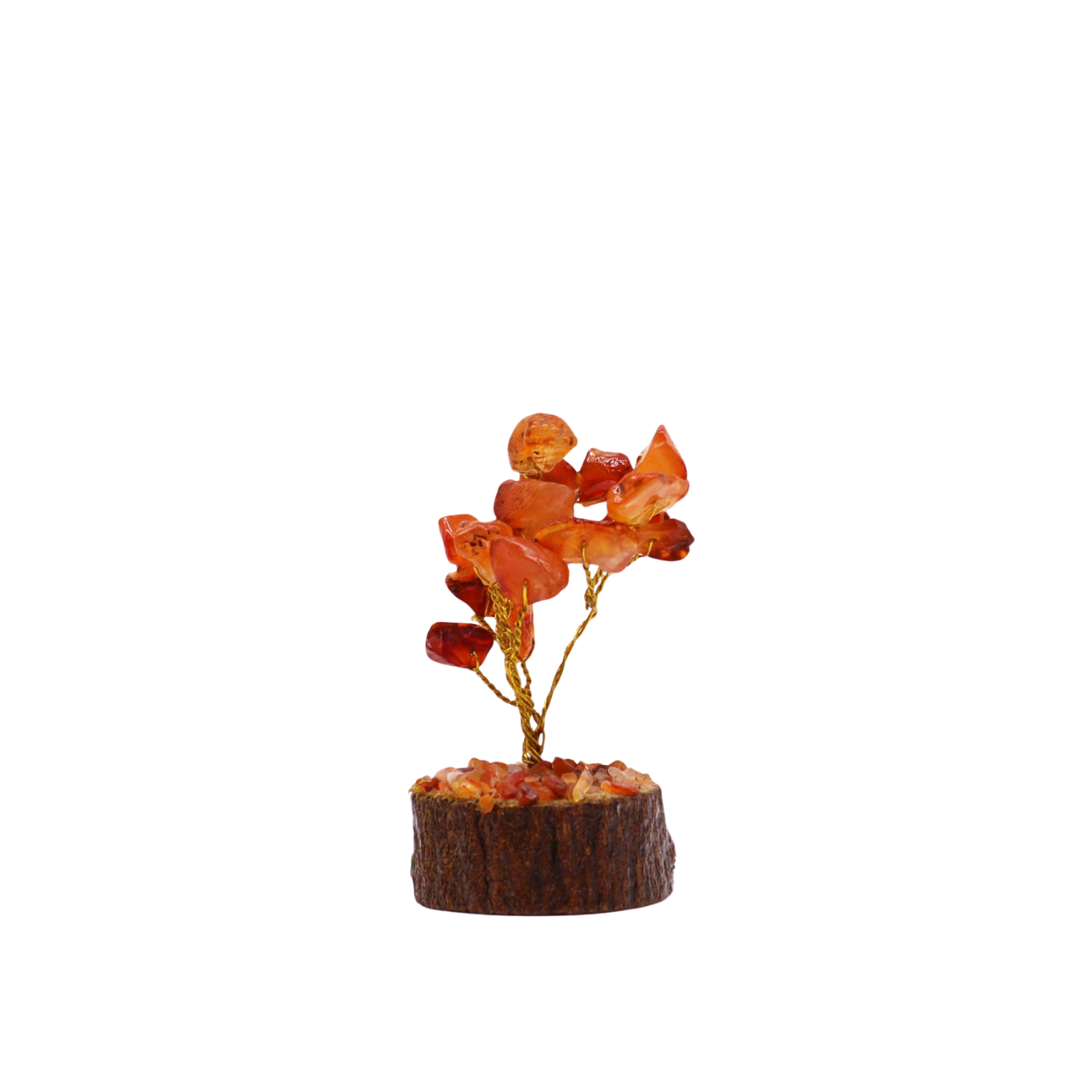 Mini Gemstone Tree on Wood Base (15 Stones) - Carnelian