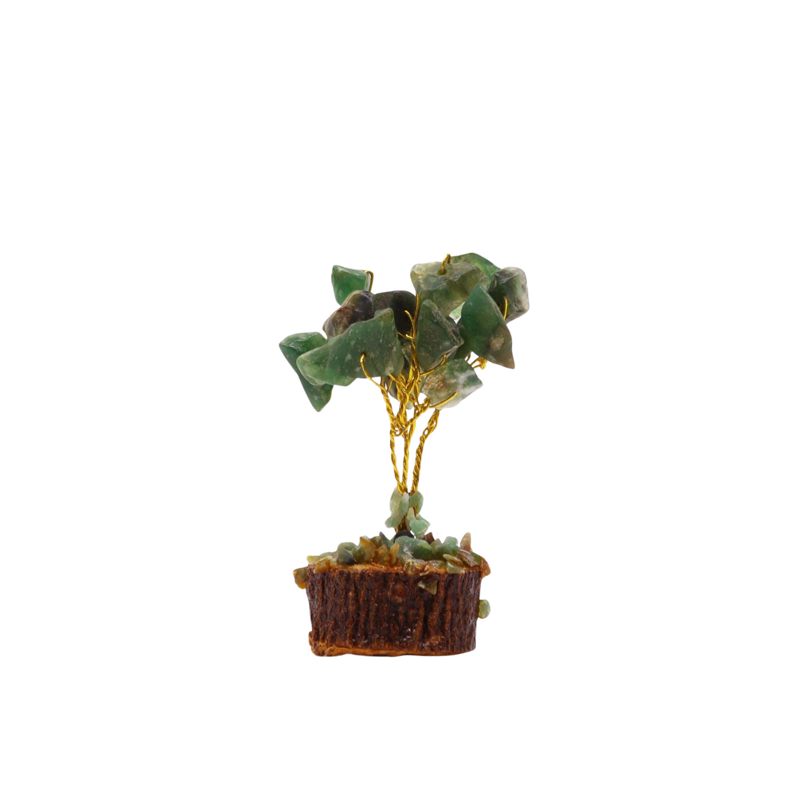 Mini Gemstone Tree on Wood Base (15 Stones) - Green Aventurine