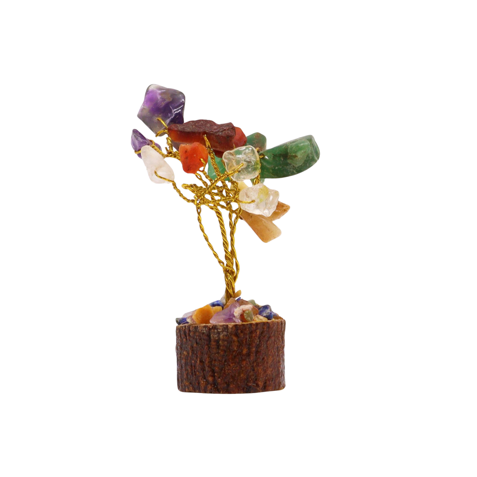 Mini Gemstone Tree on Wood Base (15 Stones) - Multi Stones