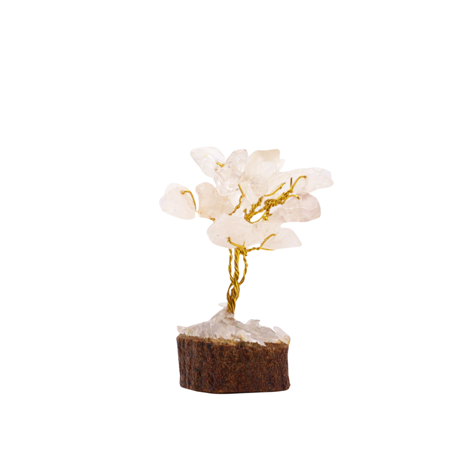 Mini Gemstone Tree on Wood Base (15 Stones) - Rock Quartz