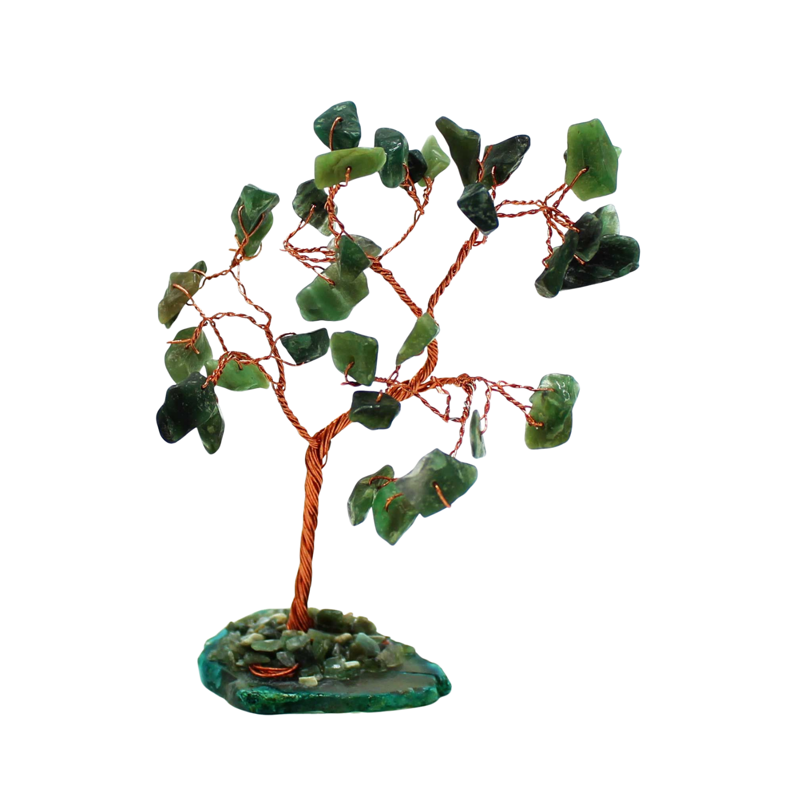Gemstone Tree (35 Stones) - Green Aventurine on Green Agate Base