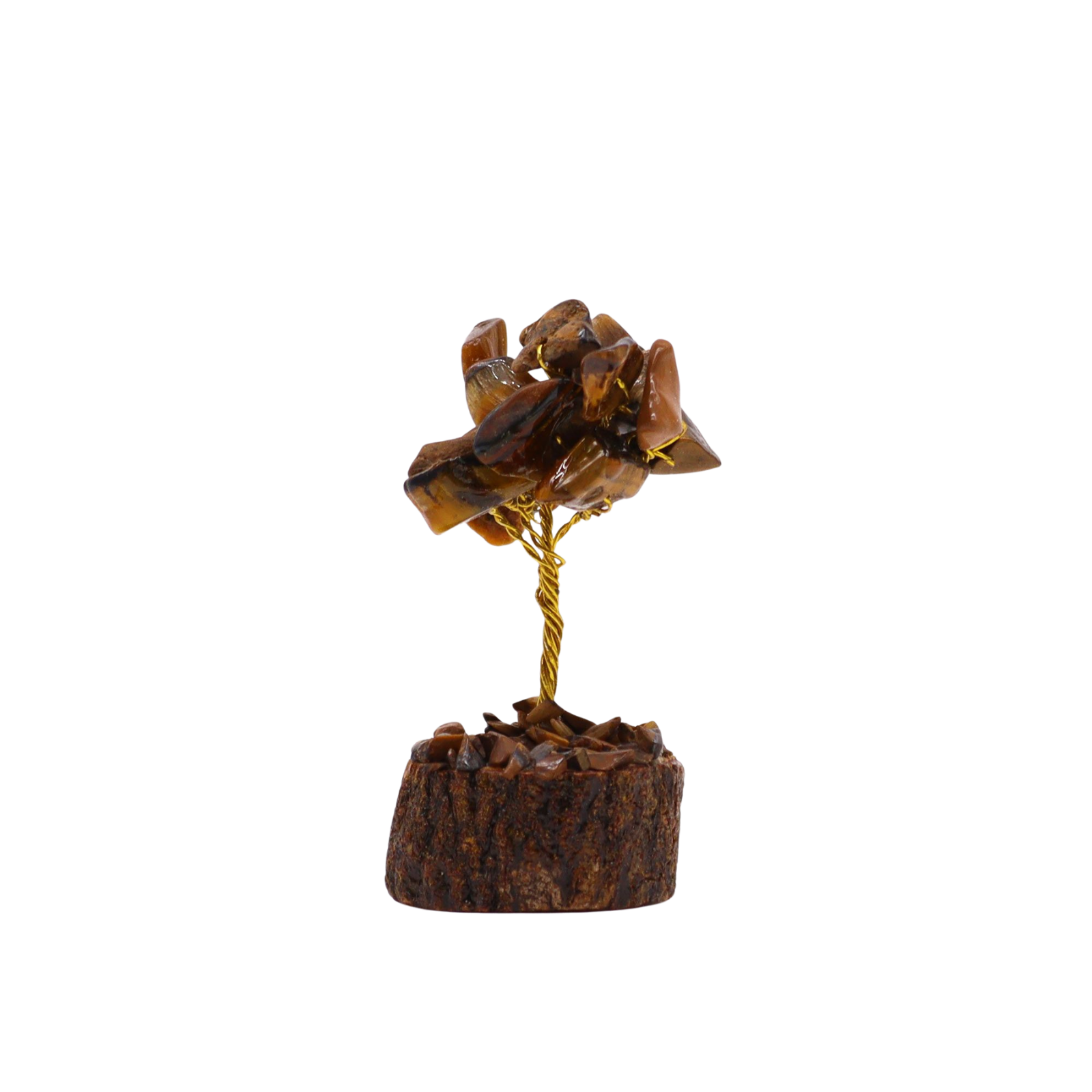 Mini Gemstone Tree on Wood Base (15 Stones) - Tiger Eye