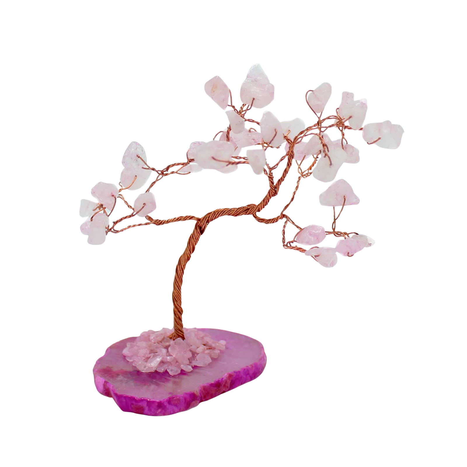 Gemstone Tree (35 Stones) - Rose Quartz on Pink Agate Base