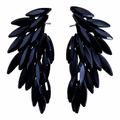 Jet Black Vintage Glass Earrings - Angel Wings